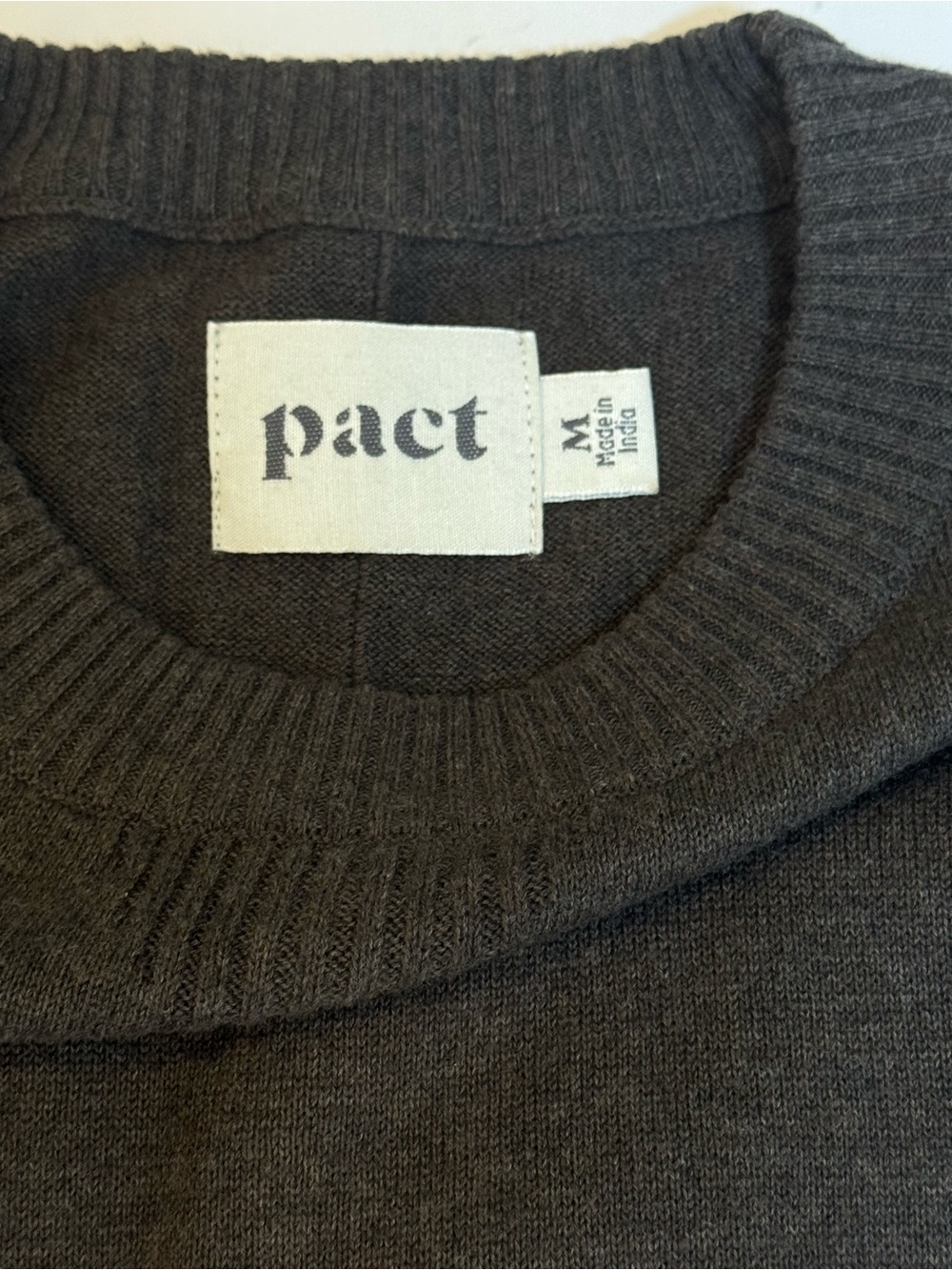 PACT Organic Cotton Crewneck Sweater Womens M Oatmeal Brown Minimalist Capsule - Picture 6 of 9
